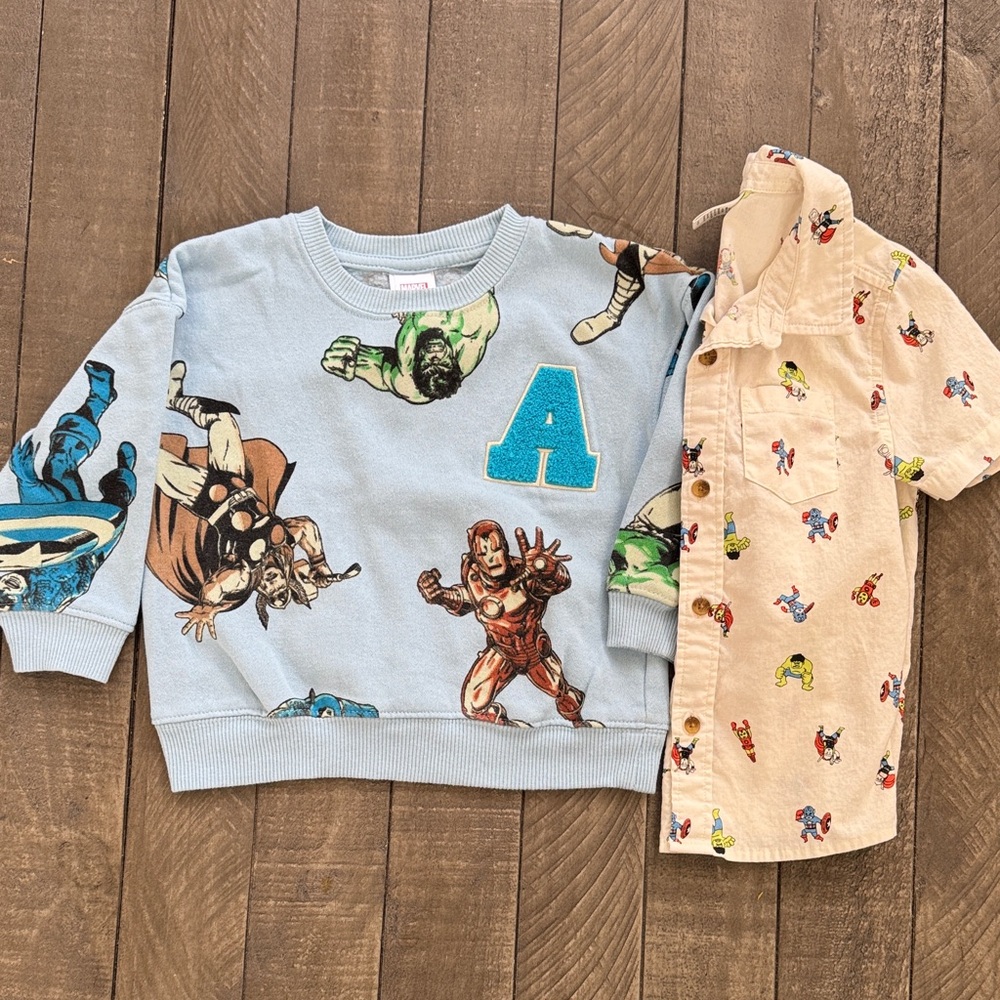 Marvel Superhero Sweatshirt and Button up Bundle